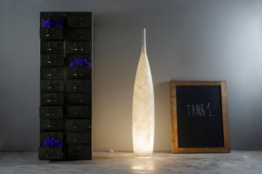 Floor Lamp Tank 1 In-Es Artdesign Collection Luna Color White Size 142 Cm Diam. 23 Cm